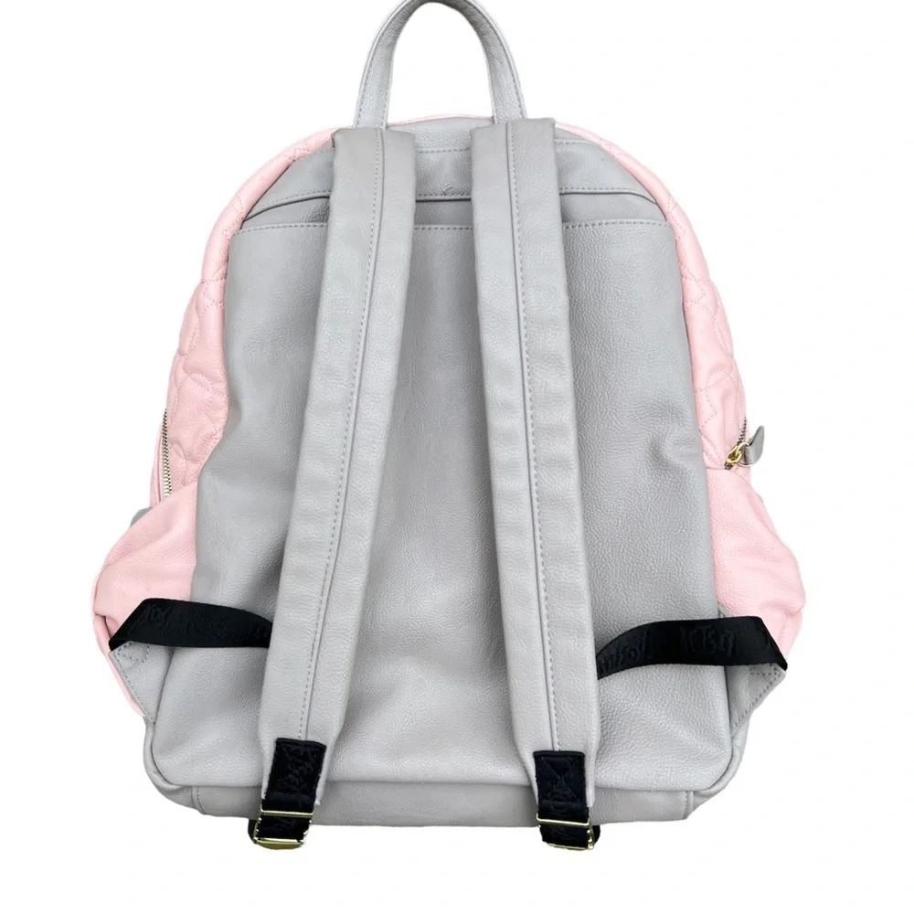 Betsey Johnson Pink and Gray True to Your Heart Quilted Backpack Diaper Bag‎